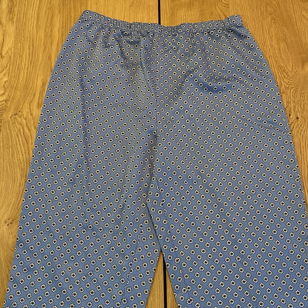 Appleseed's Petites Pajama Pants Medium Blue Flower‎ Drawstring Sleepwear